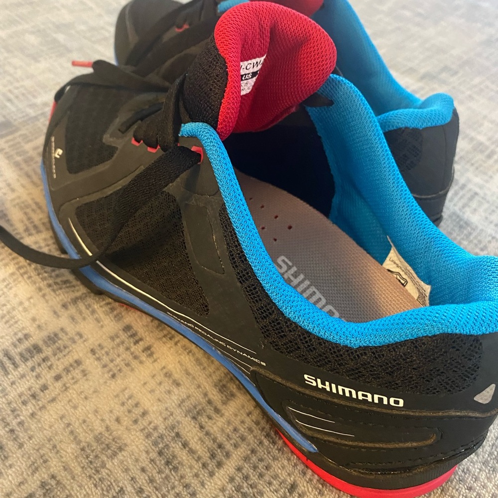 Shimano SH-CW41L Women’s Cycling Shoes – Size 6.5 – Black/Blue/Pink – $55